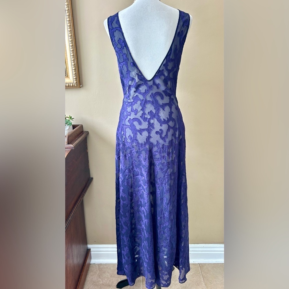 Vintage Victoria's Secret Gold Label Robe & Nightgown Maxi Purple Lace 90s